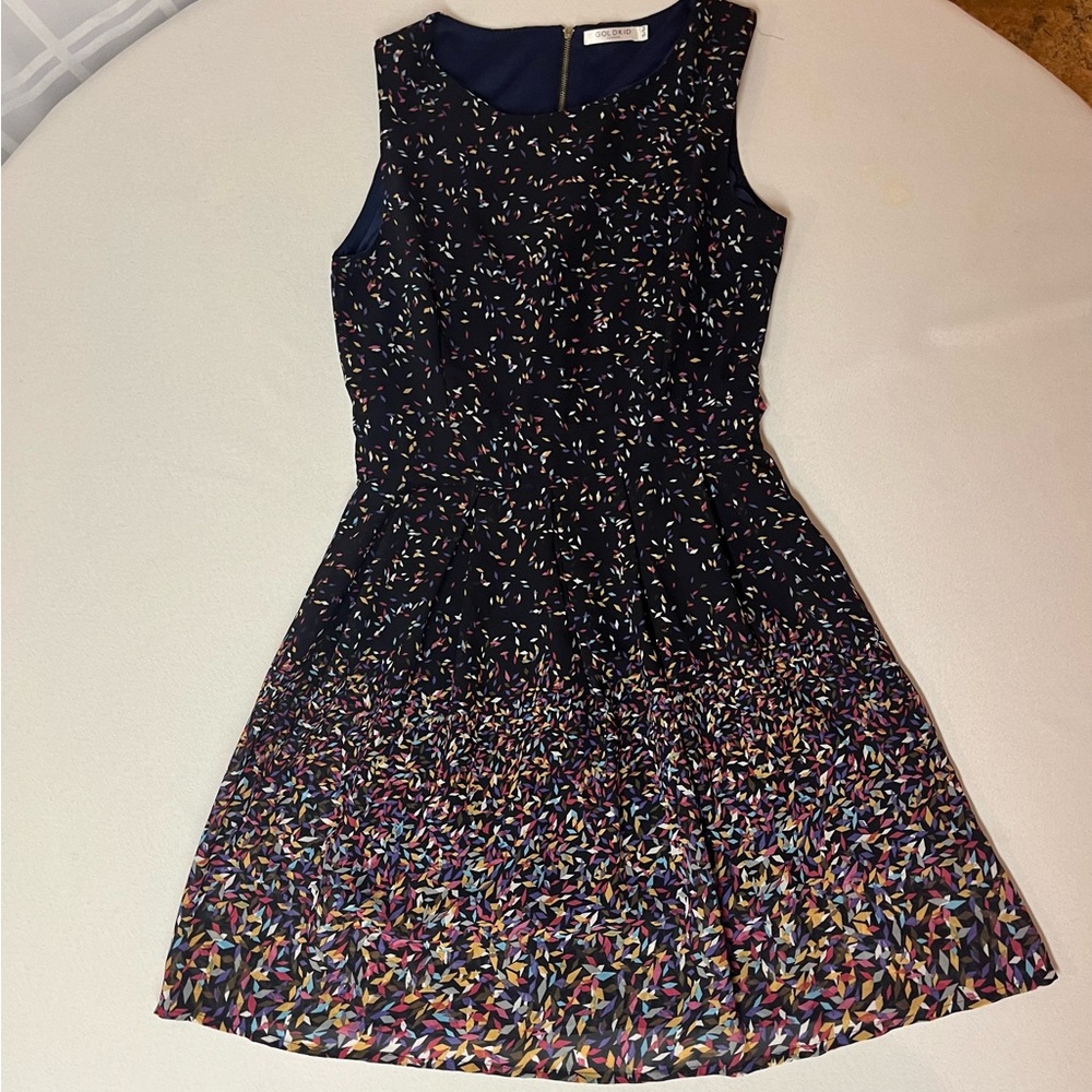 2/$20 - Chic Black Sleeveless Midi Dress with Multicolor Pattern / Resort Wear